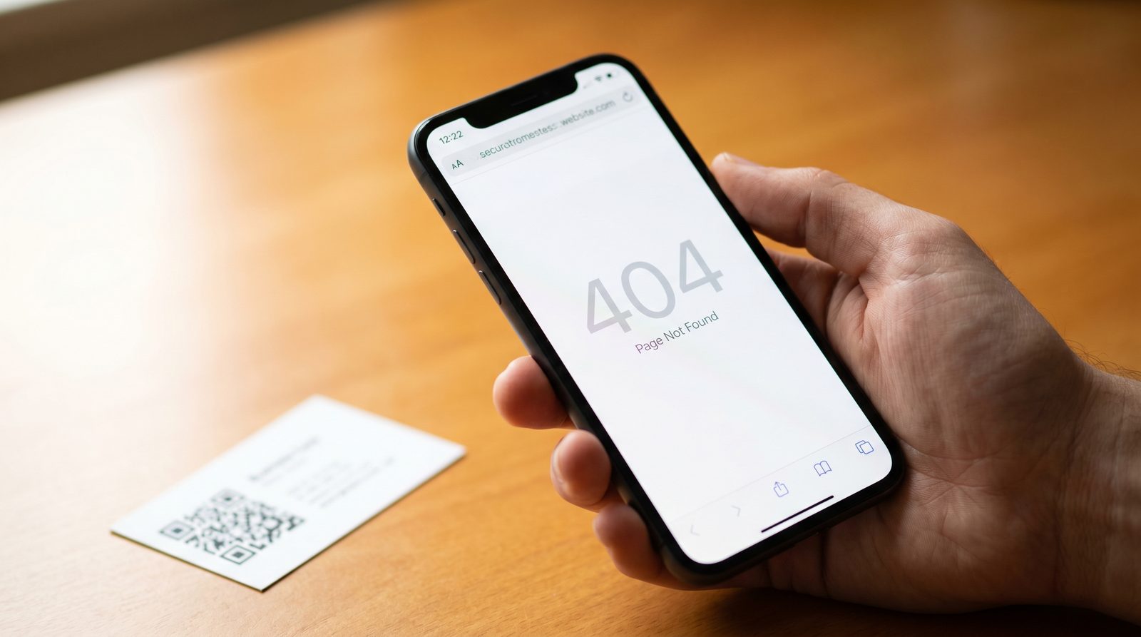 QR-kod amely sikeresen beolvasodik, de 404-es hibaoldalra erkezik