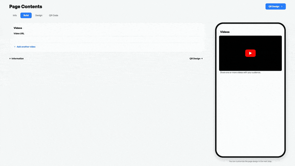 Landing page con lettore integrato YouTube e contenuti circostanti