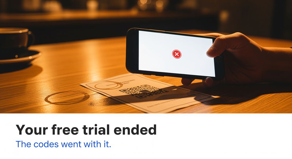 Pomiety ulotka z martwym kodem QR i e-mail dezaktywacyjny na ekranie telefonu