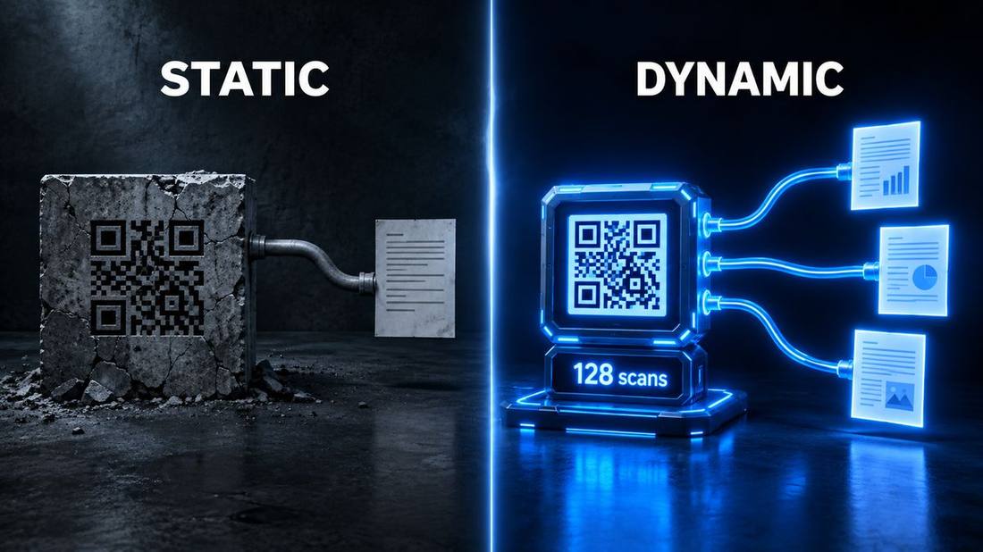 Static versus dynamic QR code comparison for sharing a Google Doc